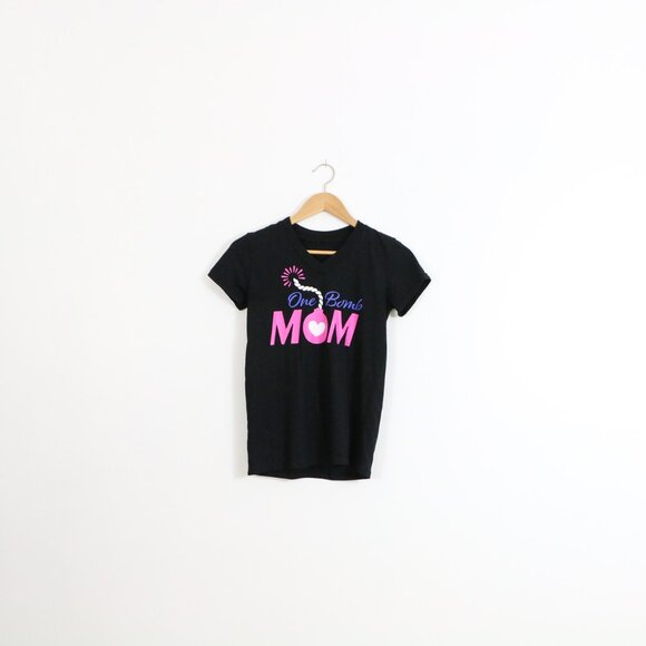 *One Bomb Mom Black V Neck T Shirt - Picture 5 of 5